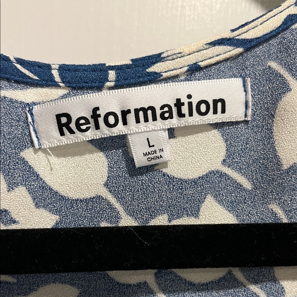 Reformation Blue and White Floral Midi Wrap Dress - Picture 2 of 4